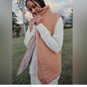 Free People vest slalom crystal ball puffer Pink taupe terra cotta reversible